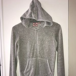 Juicy Courture gray velour full zip hoodie small